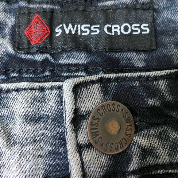 Swiss Cross skinny fit jeans GRAY distressed 5 pocket size 30/32L relaxed denim - Picture 6 of 11